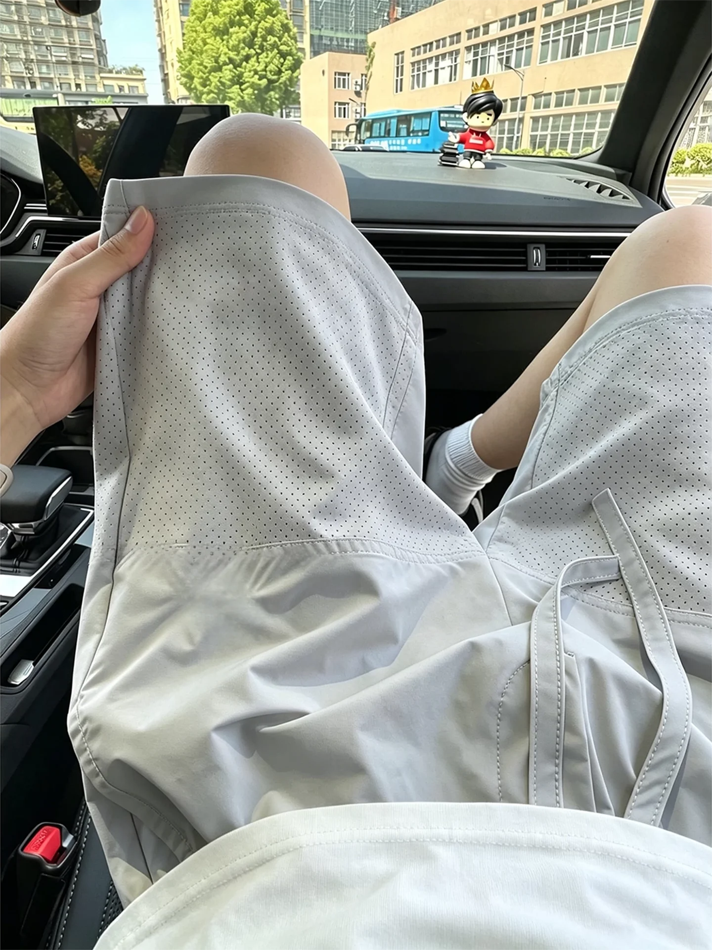

Grey Mesh Quick Dry Short Pants Men Summer Thin Embroidered Five-Point Outdoor Running Sports Beach Clothes Loose Fit Casual ...