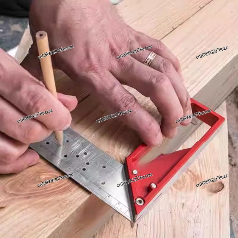 Stainless Steel Square 45 90 Degrees Woodworking Ruler Wide Seat Angle Ruler 45 90 Degrees Angle, Aluminum Alloy Ruler Black