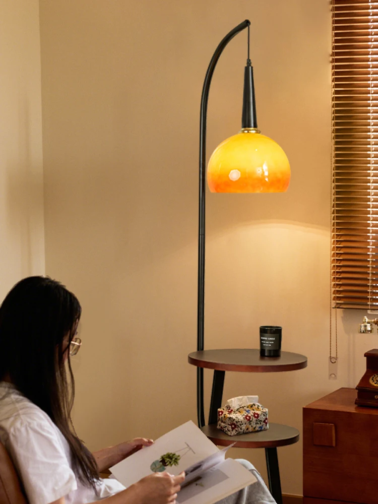 

Medieval style grapefruit fishing floor lamp living room sofa with coffee table integrated storage retro bedroom