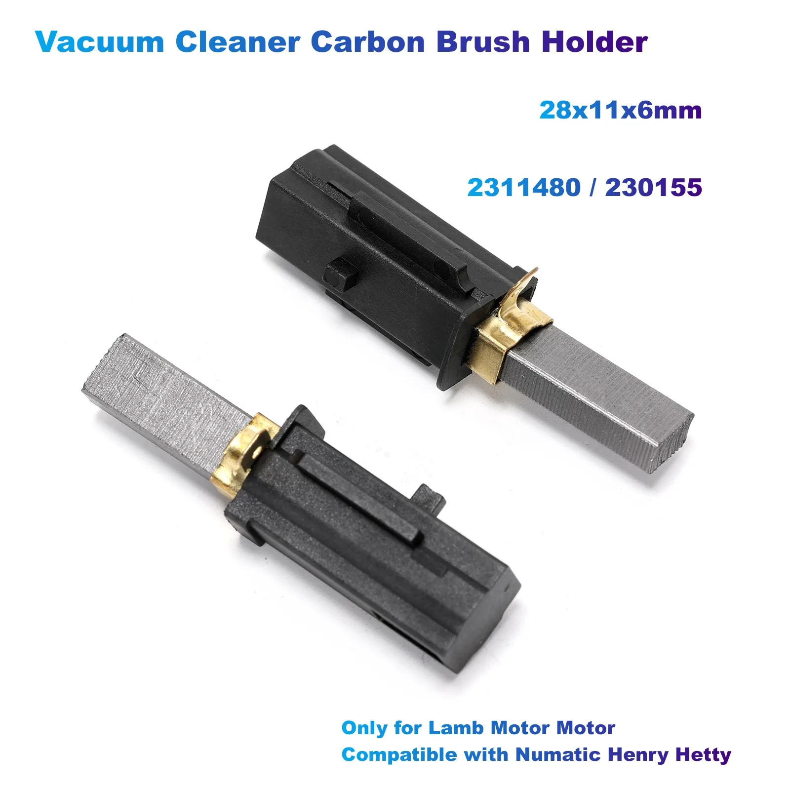 2/4Pcs Vacuum Cleaner Carbon Brush Holder (28x11x6mm) 2311480 230155 Only for Lamb Motor Motor Compatible with Numatic Henry Het