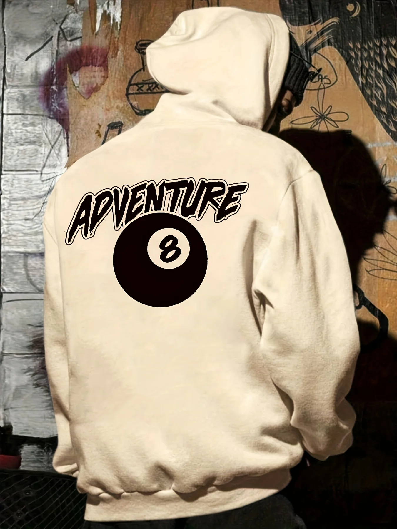 Best-selling stylish men's hoodie for commuting, essential for autumn and winter, fleece-lined sweatshirt with letter print