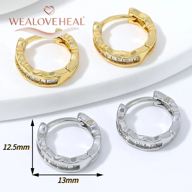 ohrringe, ohrringe damen, ohrringe gold, 18K Vergoldete Messing-Huggie-Ohrringe für Damen, Wasserwellen-Design mit Baguette-Zirkonia, Minimalistische und Luxuriöse Damen-Accessoires, Täglicher Schmuck – Detail 17