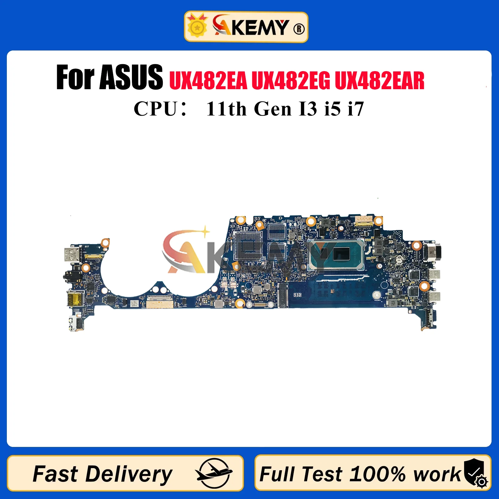 

UX482EA Laptop Motherboard For ASUS UX482E UX4100E BE482E BX482E UX482EA UX482EG UX482EAR UX482EGR Mainboard 11th Gen I3 i5 i7 U