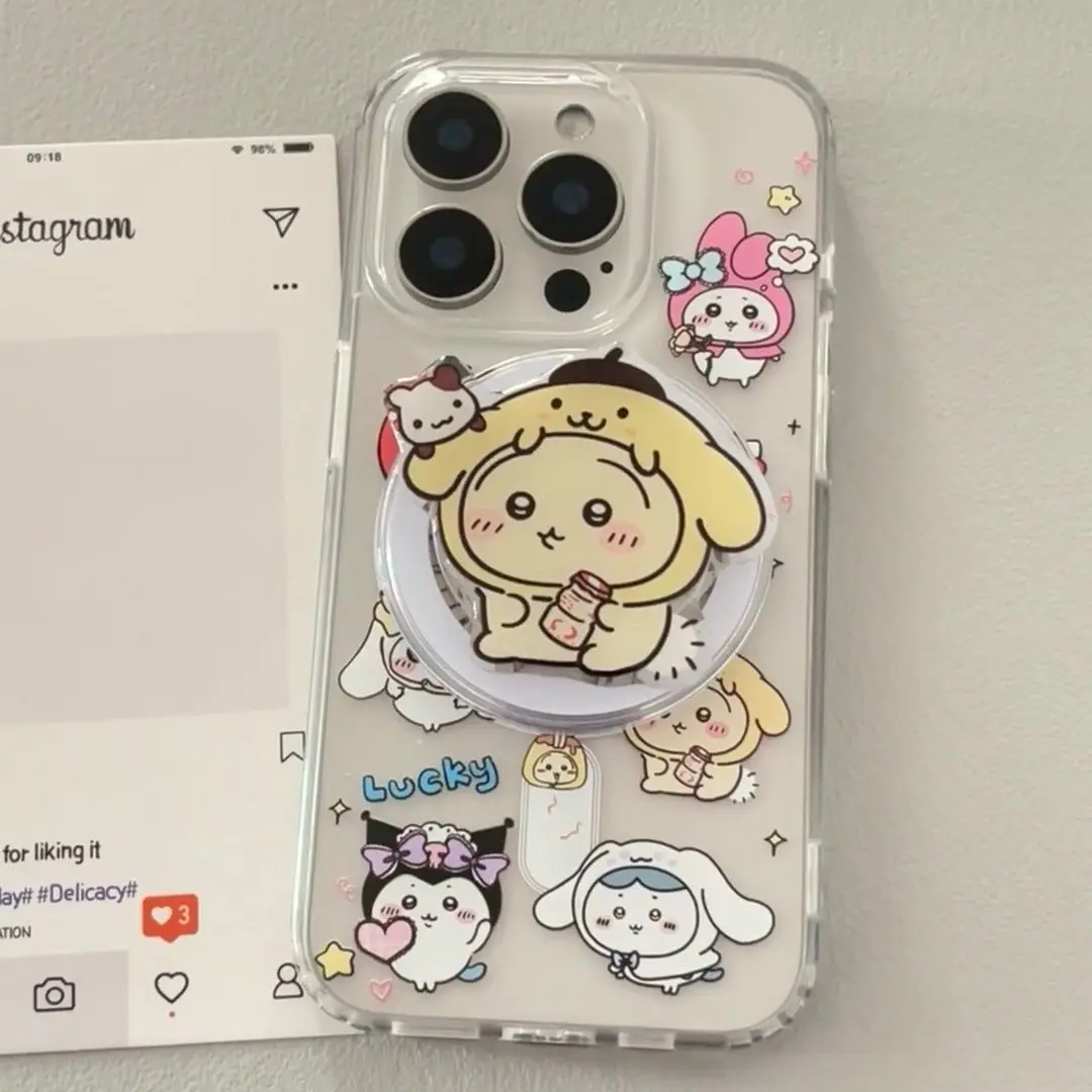 Chiikawa,Hachiware,Usagi Cute Cartoon Magnetic Phone Holder, Adhesive Back Sticker, Ins-Style New Magsafe Compatible Pop Socket view 3