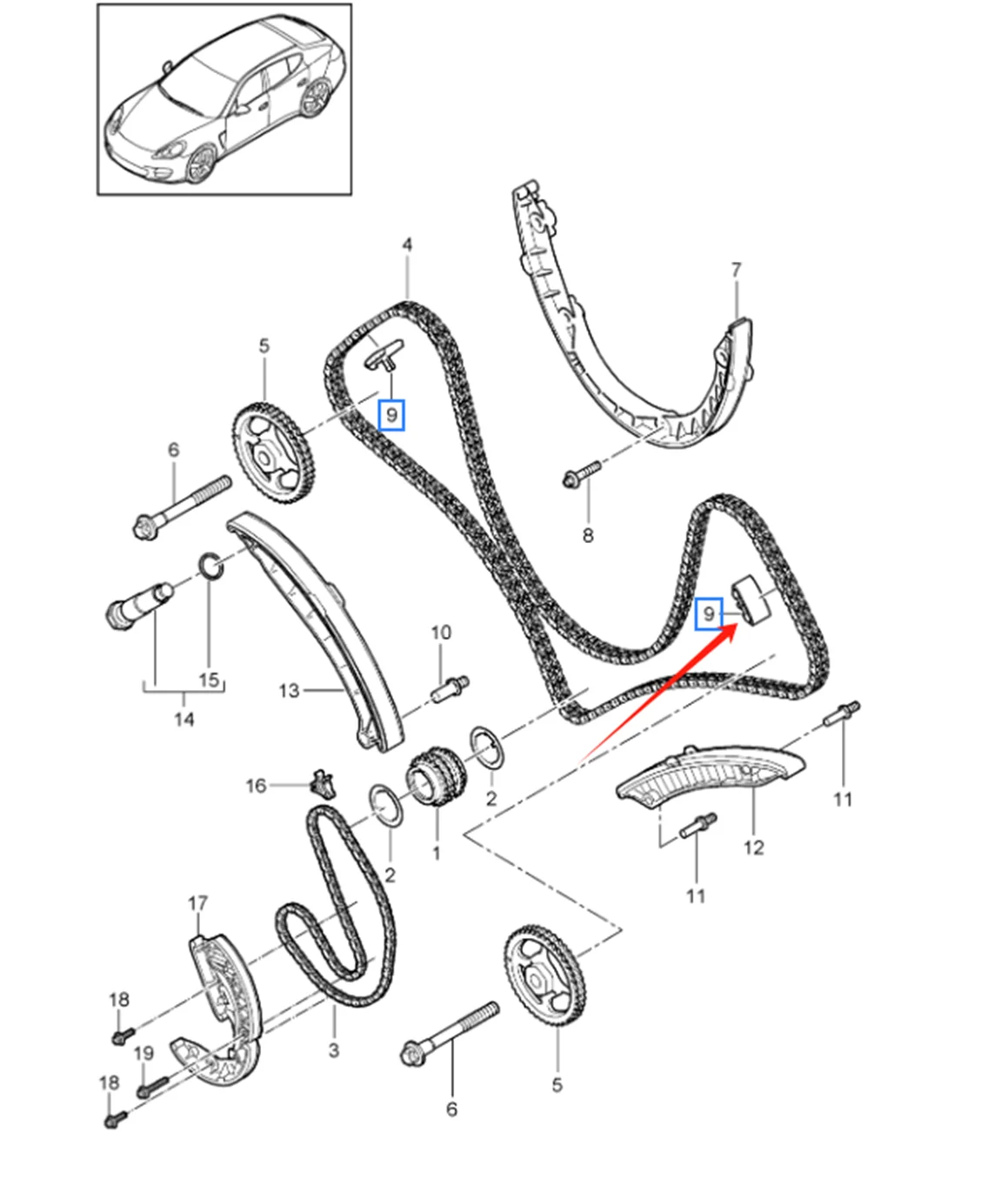 OE 94810516612 Timing chain guide rail High quality automotive parts for Porsche Cayenne Panamera MACAN 3.6/4.8 ﻿