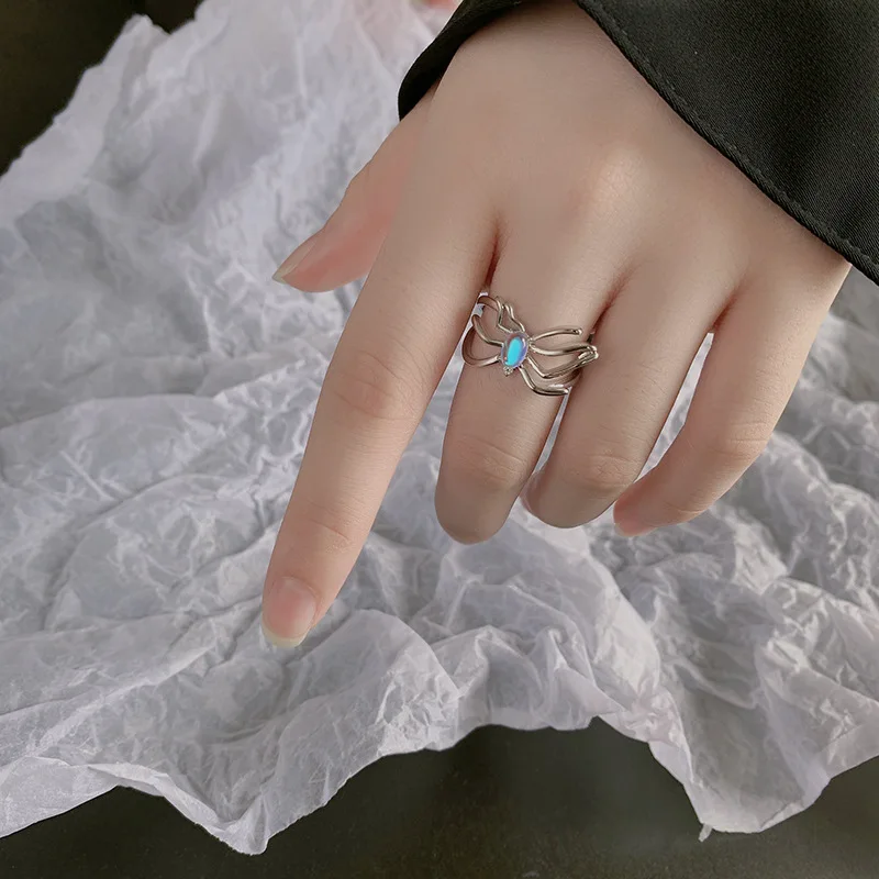 New Fashion Personality Spider 925 Sterling Silver Creative High-grade Hip-hop Punk Style Sweet Opening Rings  TYB230