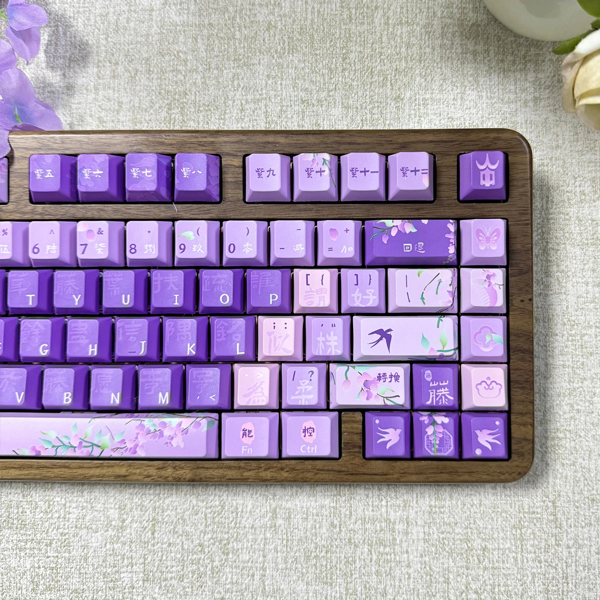 Linyuan vine dill theme original antique style full set of wisteria keycaps