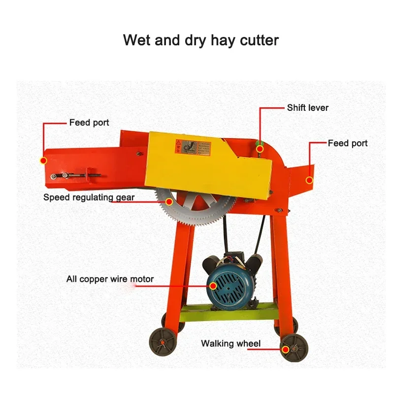 

5 Knife Conveyor Lawn Mower Kneading Machine Corn Stalks Feed Crusher Cattle And Sheep Cutter Small Household Farm Tool 220/380V