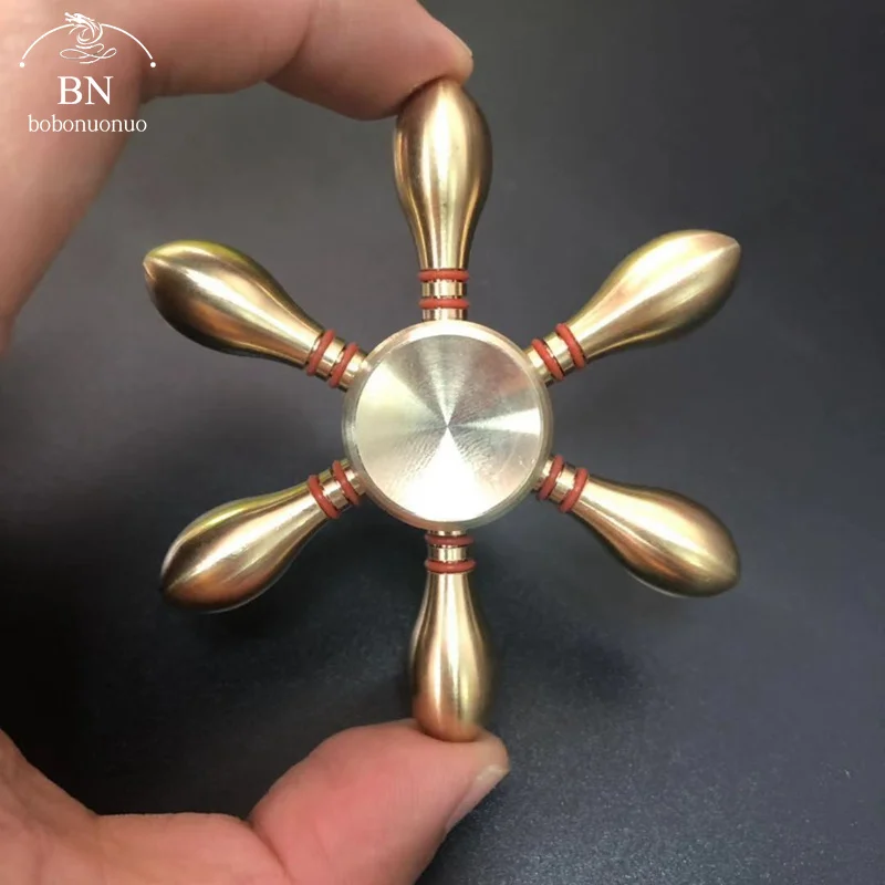 Brass Hand Gyro Novel Fidget Spinner Copper Antistress Relieve Fingertip Bearing for Kids Children Gifts Hand Toys Boys