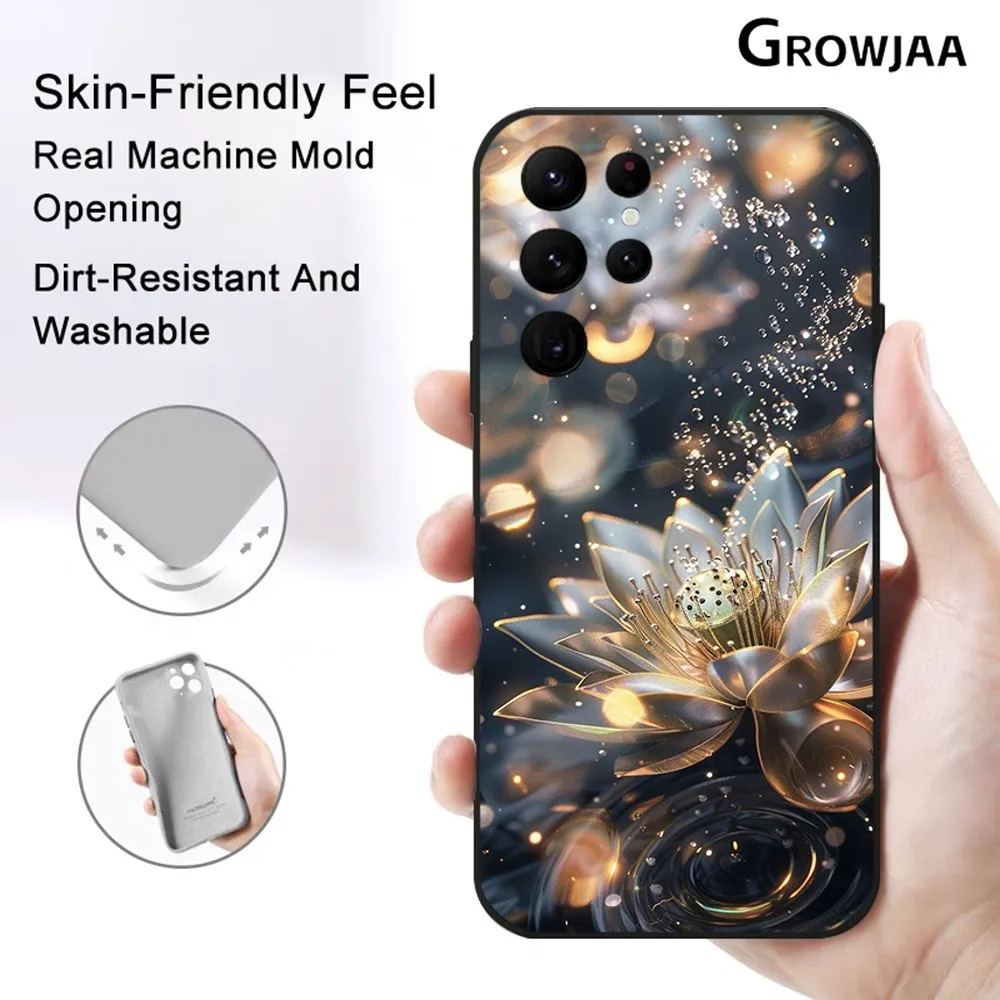 

Luxury Lotus Flower Phone Case for Samsung Galaxy S24 Ultra S22 S23 Ultra S21 S20 Protective Silicone Funda