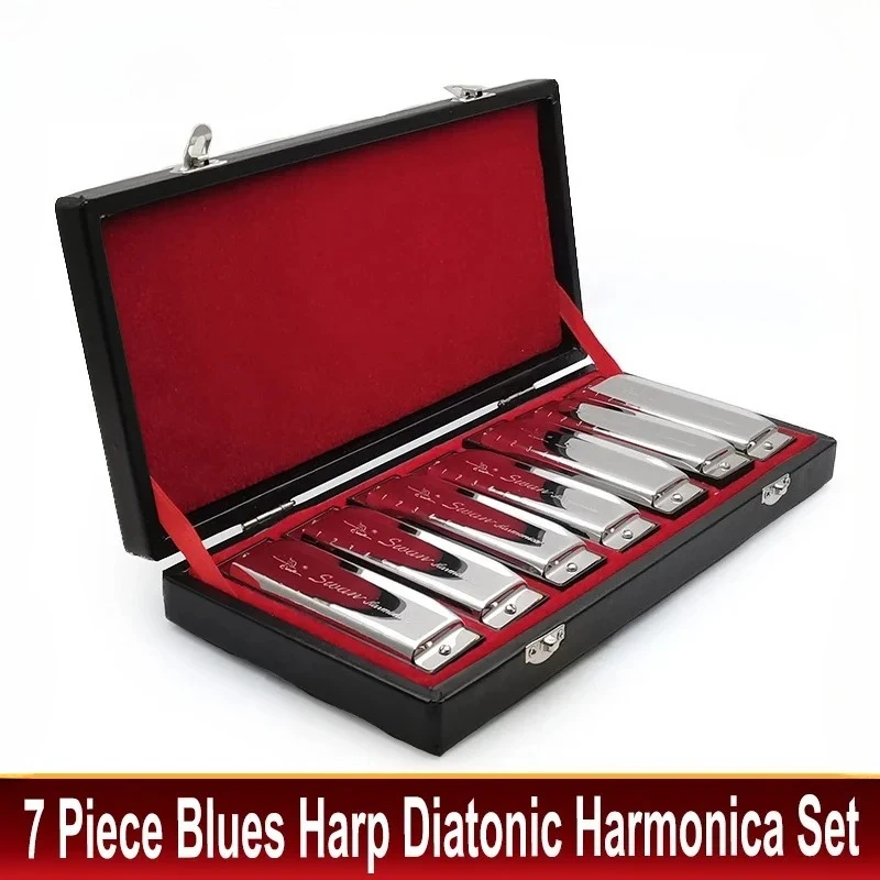 

SW1020-7T Bluesband 7 Piece Blues Harp Diatonic Harmonica Set w / Case + wipes
