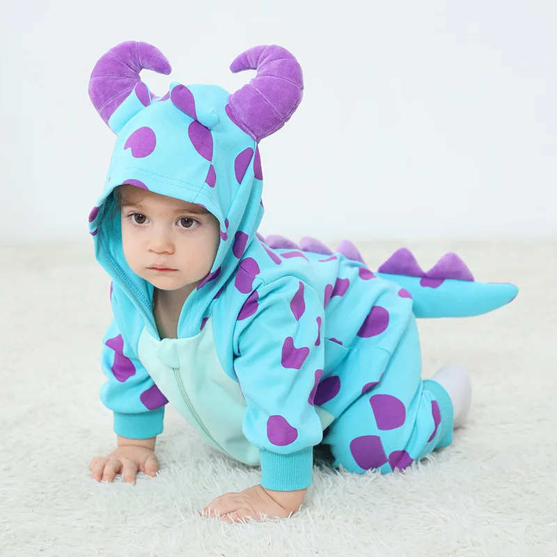 

Kigurumis Sully Baby Girls Clothes Romper Spring Cotton Infant Boys Bodysuit Cosplay Costume Hooded Zipper Jumpsuits