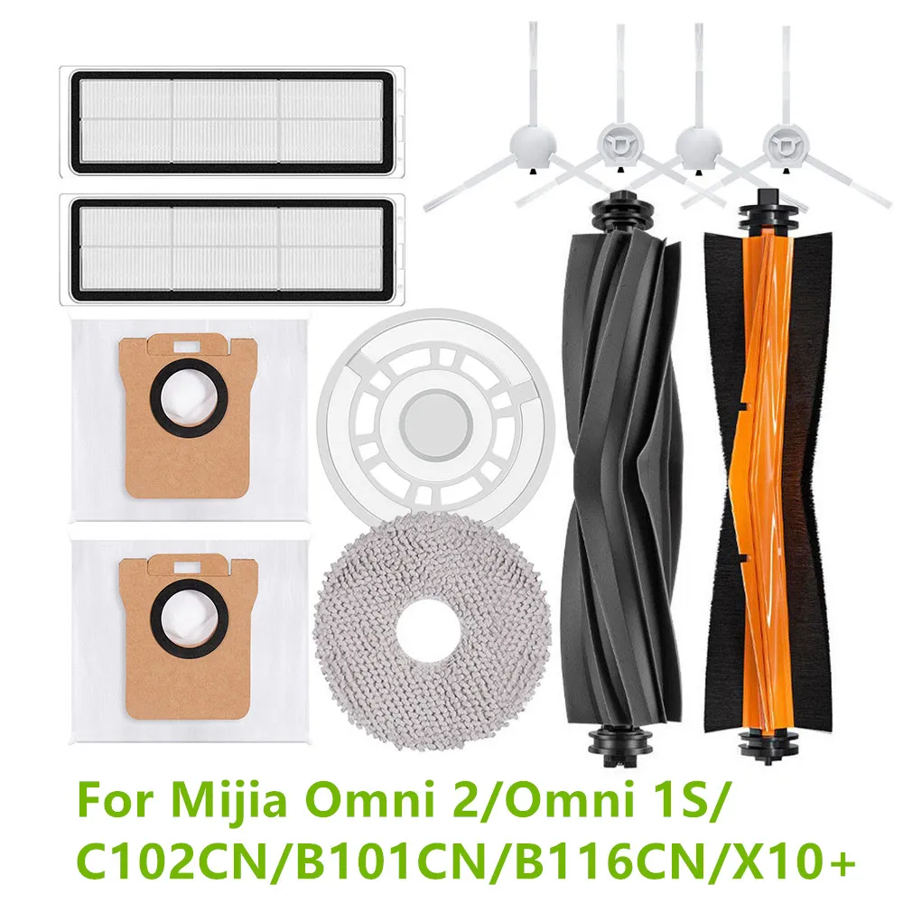 For Mijia Omni 2/Omni 1S/C102CN/B101CN/B116CN/X10+ Main Brush Hepa Filter Side Brushes Mop Pad Dust Bags Vacuum Cleaner Parts