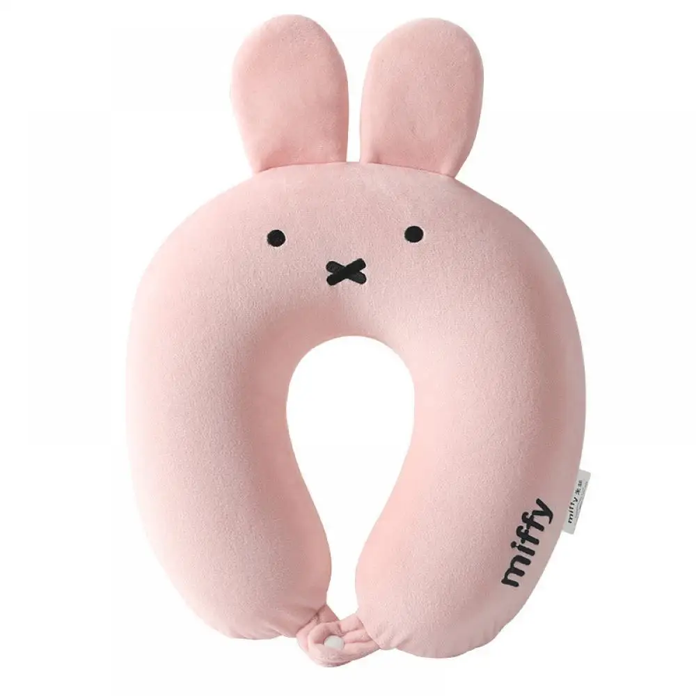 Miffy Rabbit U-Shaped Pillow Miniso Cute Anime Cartoon Soft Neck Protection Kawaii Simple Travel Nap U-Shaped Pillow Home Gift