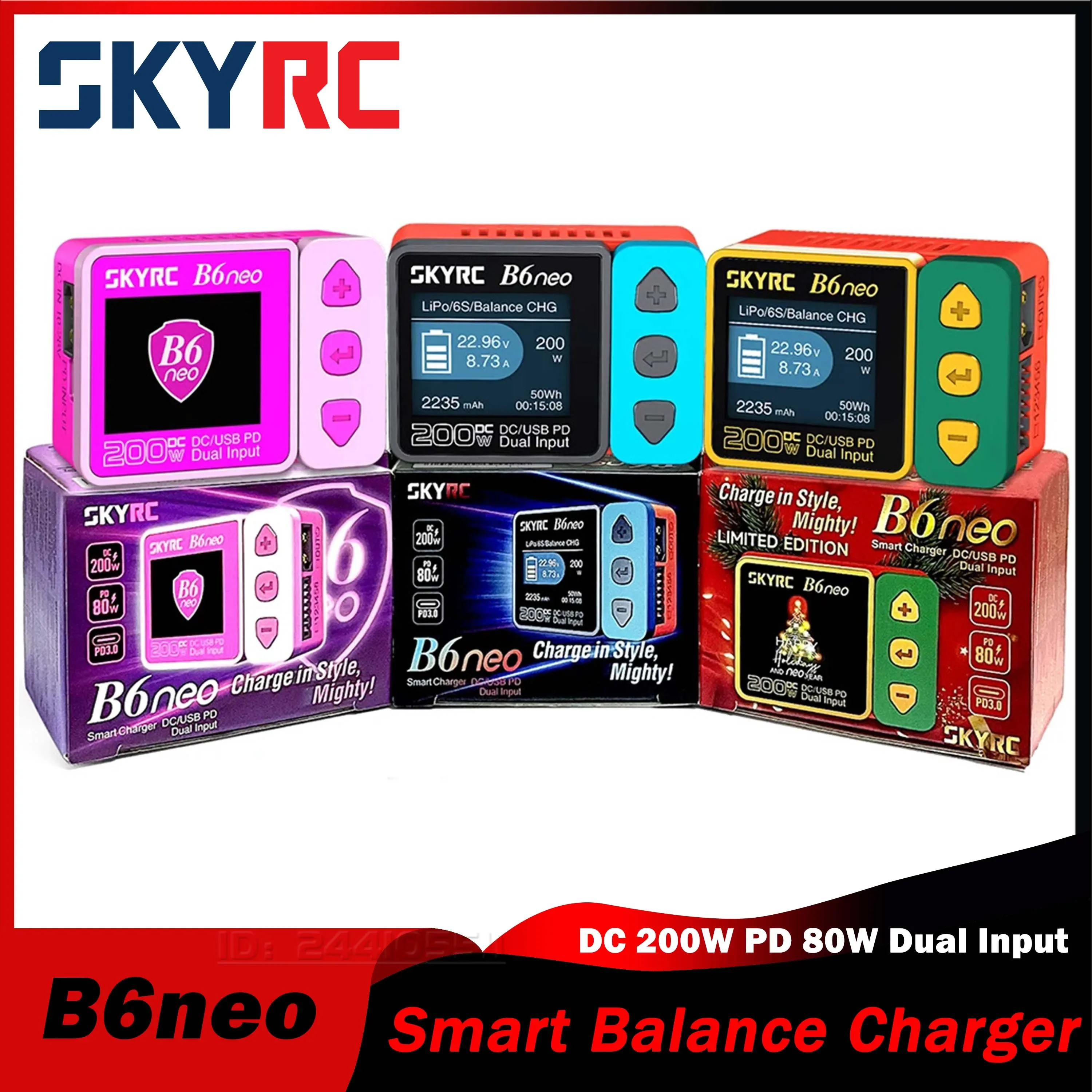 

SKYRC B6neo DC 200W PD 80W Dual Input Smart Charger LiPo Battery Balance Discharger LiHV LiFe Lilon 10A Fan Control VS iMax B6