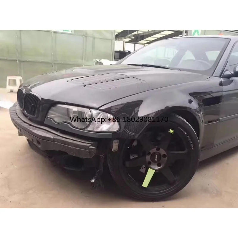 บังโคลนกันชนหน้าไฟเบอร์คาร์บอนไฟเบอร์สำหรับ BMW 3 Series E46