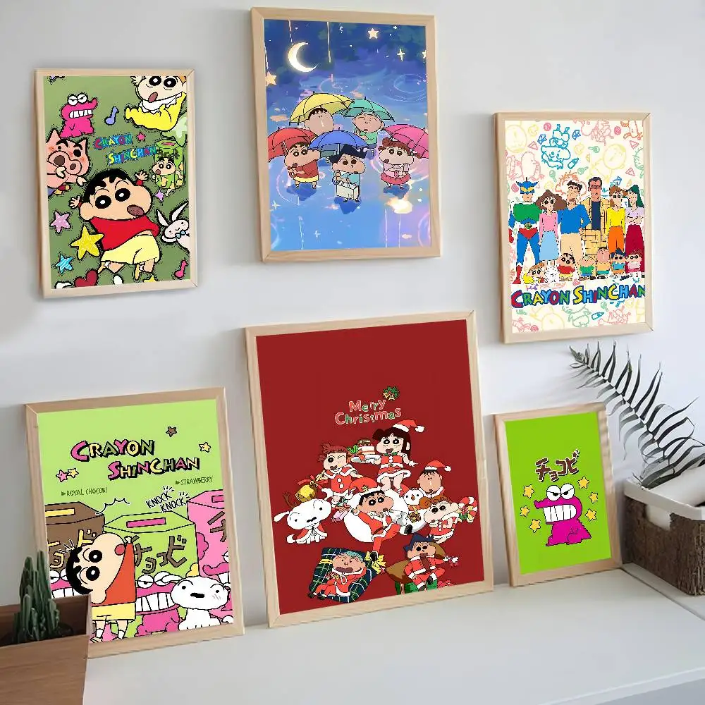 Cute Manga C-Crayon S-Shin-Chans Whitepaper Poster HD Quality Poster Wall Art Painting Study Room Wall Decor