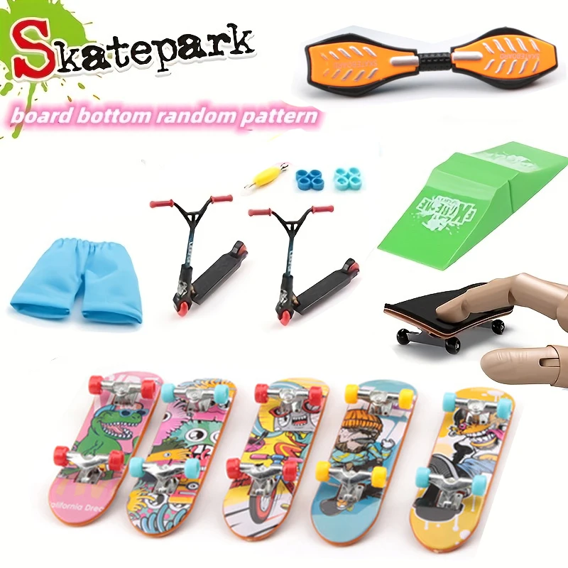 

New Mini Skate Board Finger Skateboard Professional Ramp Skatepark Children Assembled Alloy Track Scooter Toy