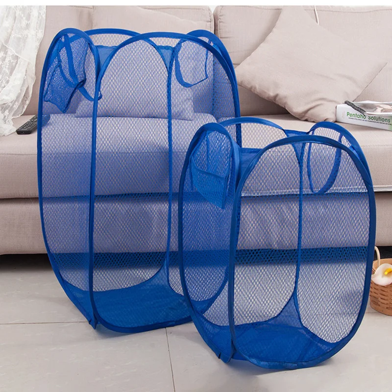 Big Folding Dirty Laundry Sorting Basket Washing Frame Bathroom Cloth Mesh Storage Bag Bucket Laundry Organizers Storage Pouch