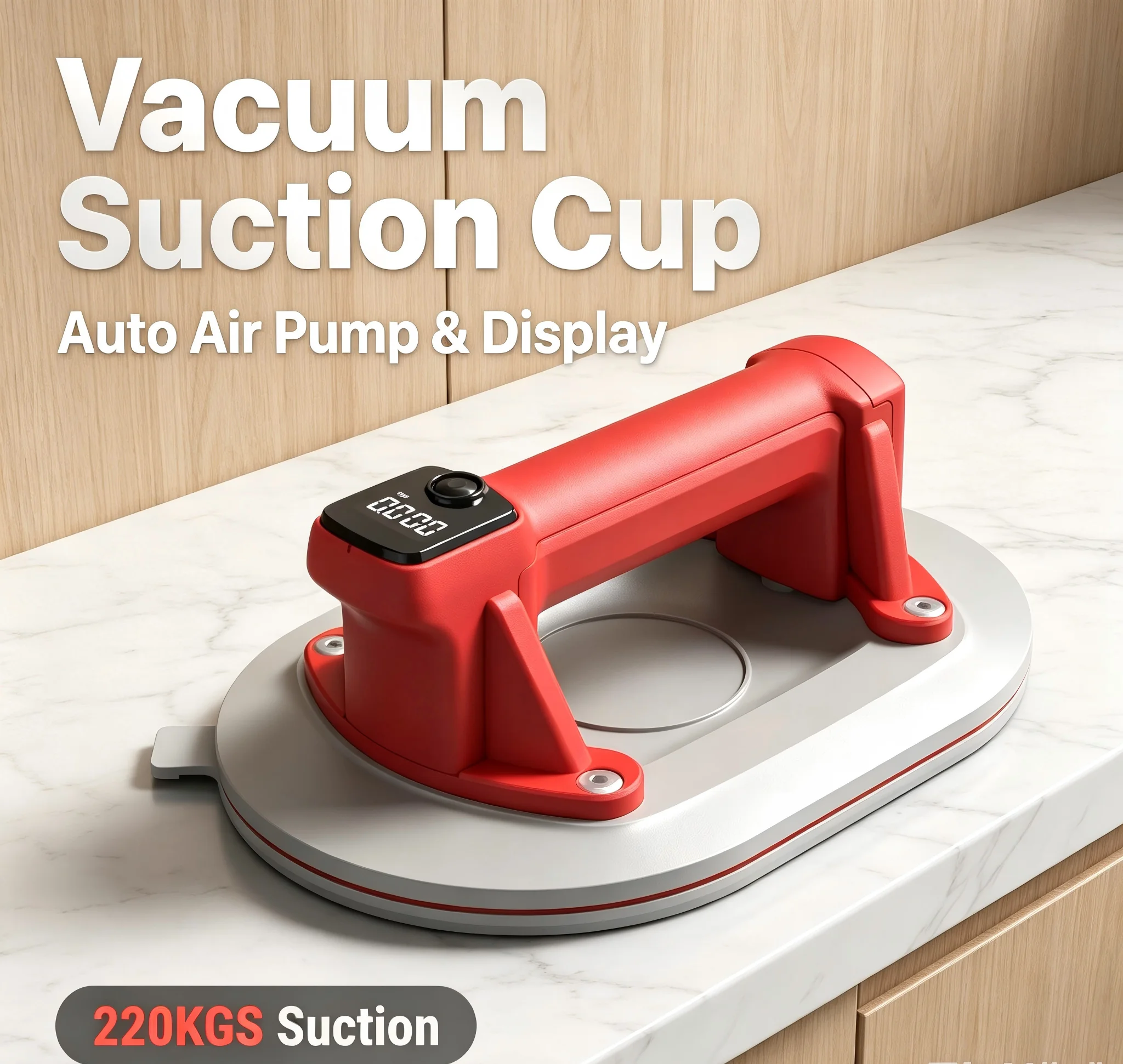 P618B Electric Vacuum Suction Cup Vertical Suction Force:220 KG Measured Pulling Force:170 KG Rubber Handheld Sucker