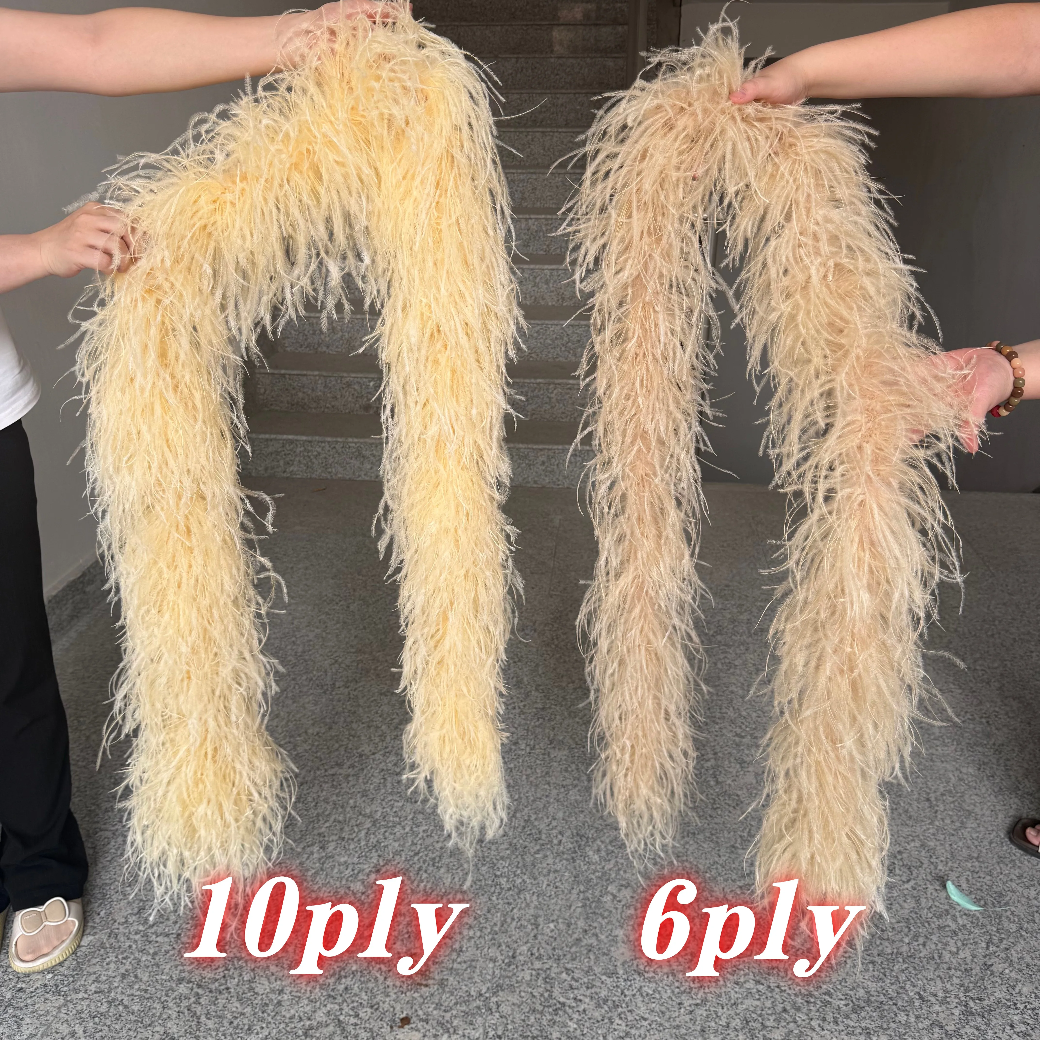 3 6 10 15 20PLY Fluffy Natural Ostrich Feather Boa Soft Wrap for Wedding Party Dress Shawl Scarf Costume Decor Sewing 2 Meters