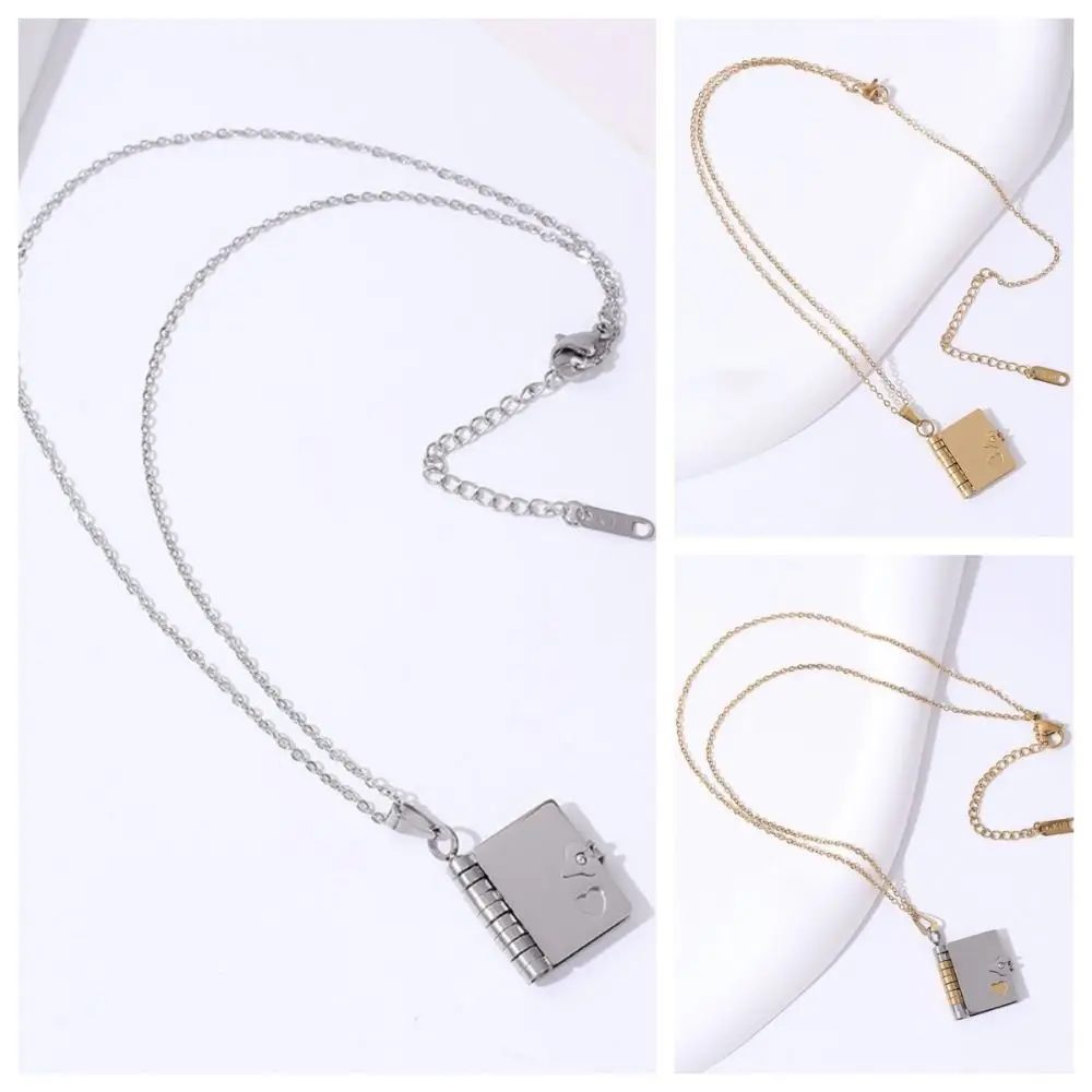 التيتانيوم الصلب زوجين كتاب قلادة القلب اليدوية افتتاح كتاب قلادة الجمالية للماء زوجين النص المدلاة