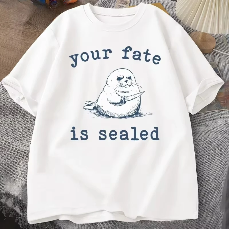 Your Fate Is Sealed T-Shirt Men Women Harajuku Funny Tshirt Animal Retro Y2k Fashion Top Short Sleeve Letter Print T Shirt Tops