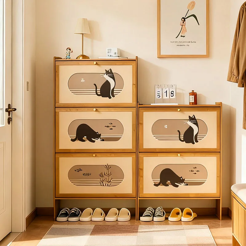 Box Luxury Shoe Cabinet Organizer Storage Mobile Living Room Display Wooden Shoe Shelf Designer  Entrance Furniture