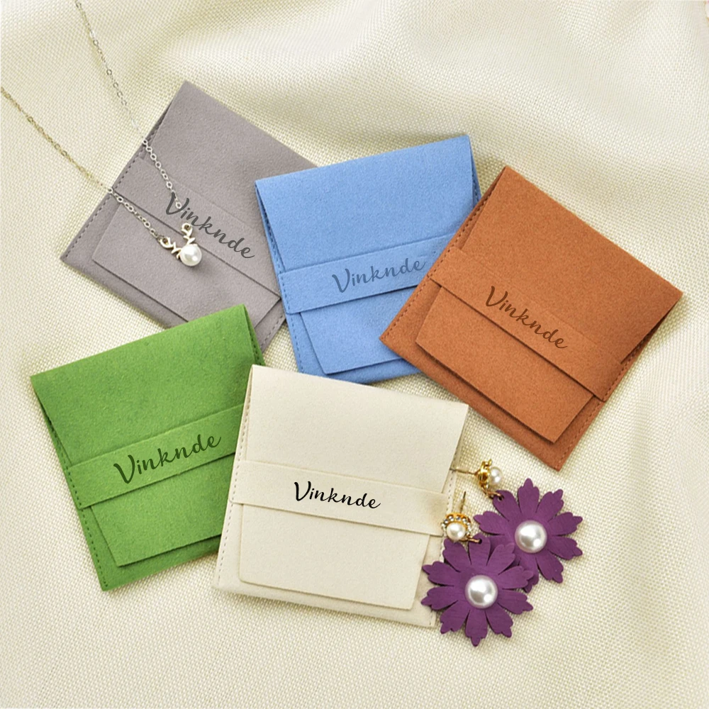 

100pc Custom Logo Microfiber Jewelry Pouches with Compartment Luxury Small Suede Bags for Ring Earring Packaging Dust Protection
