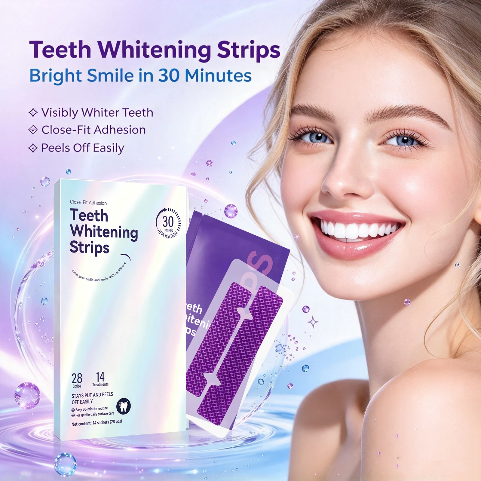 Purple Teeth Whitening Strips Protect The Teeth Whiten Yellow Teeth Remove Tea Stains Long Last Fresh Scent Portable Easy To Use