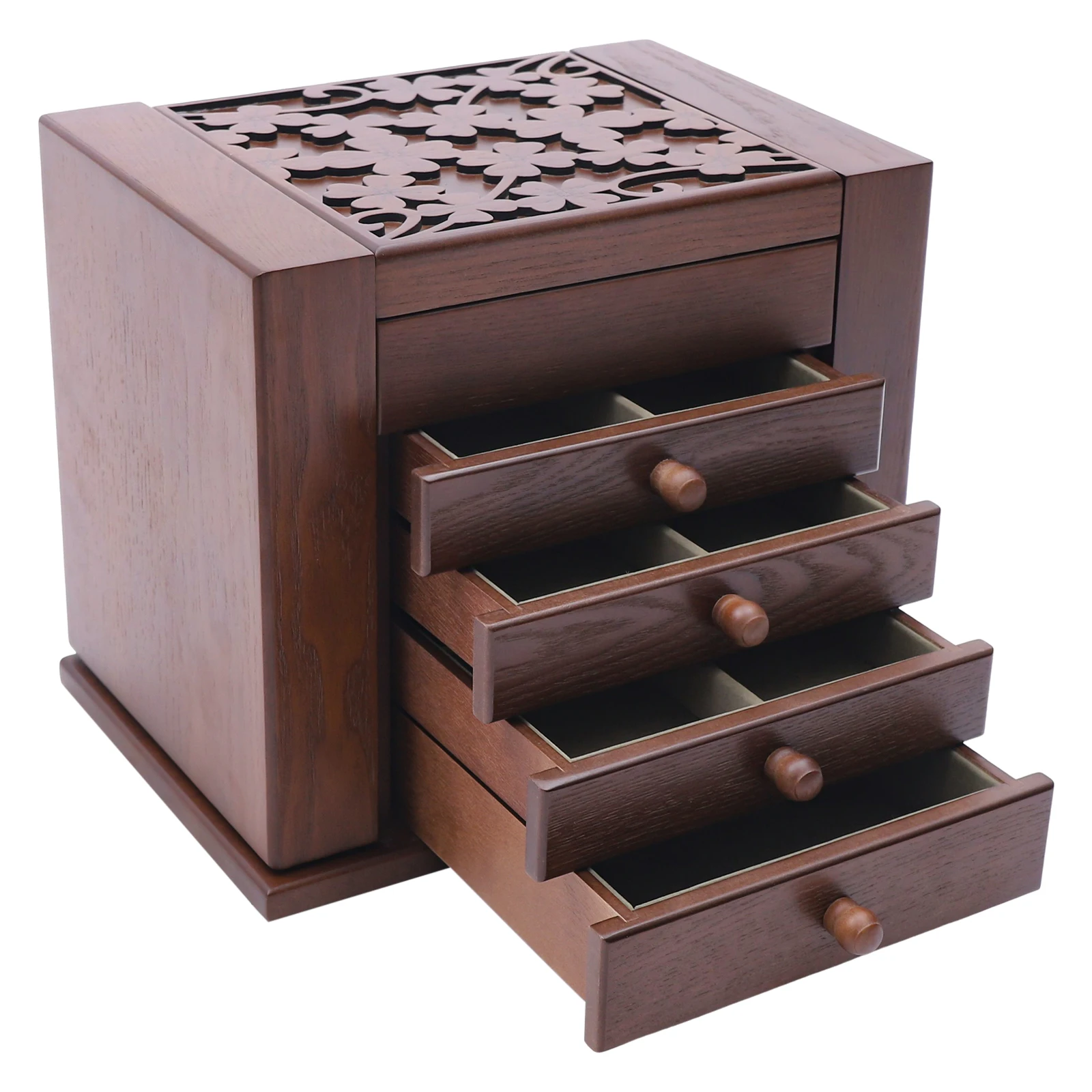 

MDF 5-tier Jewery Box Storage Box 4 drawers with multiple compartments for storing rings, earrings, bracelets