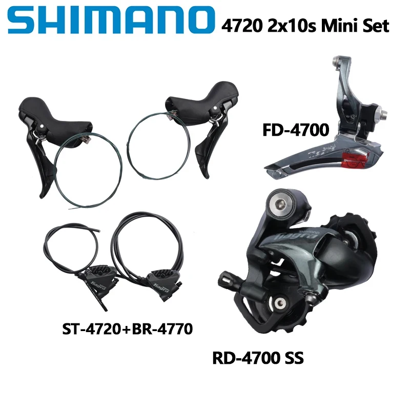 Shimano Tiagra 4720 2x10 Speed Road Bike Bicycle Mini Groupset 4700 Front +GS SS Rear Derailleur + 4720 ST Shifters 4770 Brake