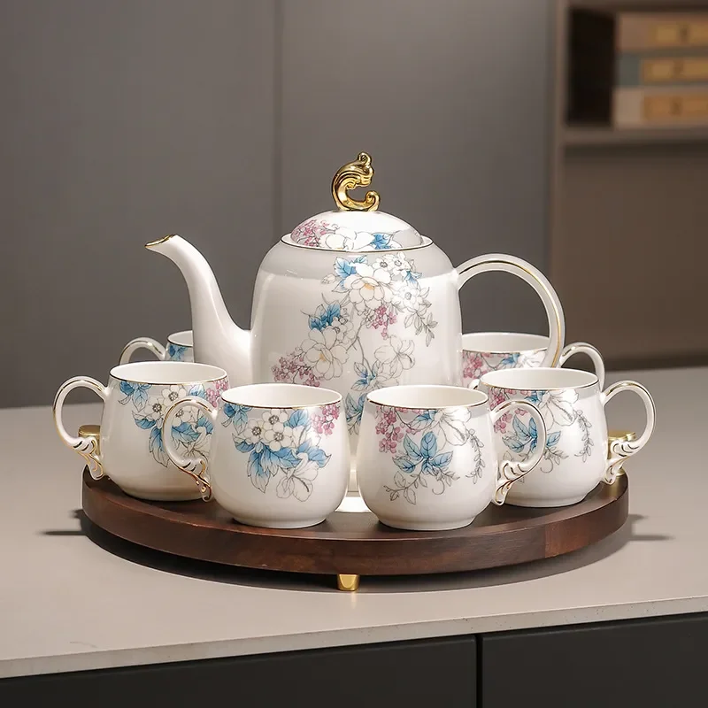Bone china water set tea set teapot teacup set opened housewarming gift light luxury high-end gift box
