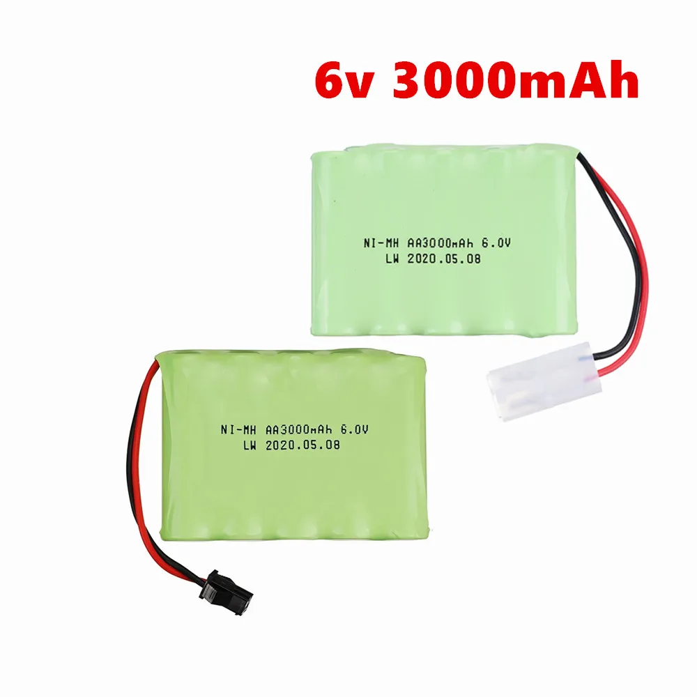 6V 3000mAh NI-MH Battery For RC Cars Robots Tanks Gun Boats AA Ni-MH 6v Rechargeable Battery Pack SM Tamiya Plug