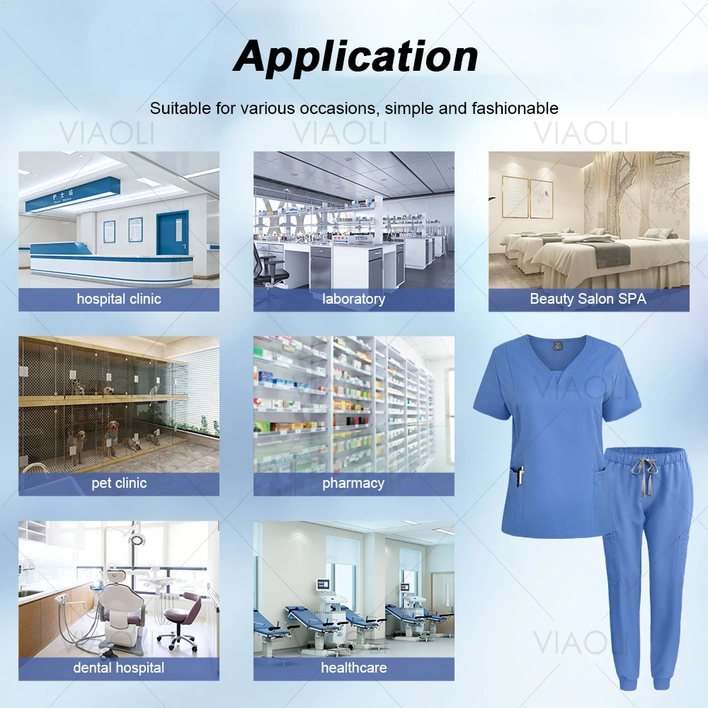 Hot Sales Doctor Uniforms Medical Nursing Clinic Scrub Sets Short Sleeve Tops Pants Suit XS-XXL Medical Accessories Spa Uniforms