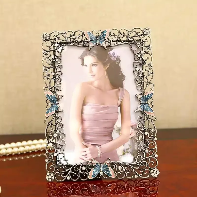 6/7inch Metal Modern Photo Frames For Picture Metal Butterfly Epoxy Style Family Photo Frame Home Decor Wedding Gifts  XC049