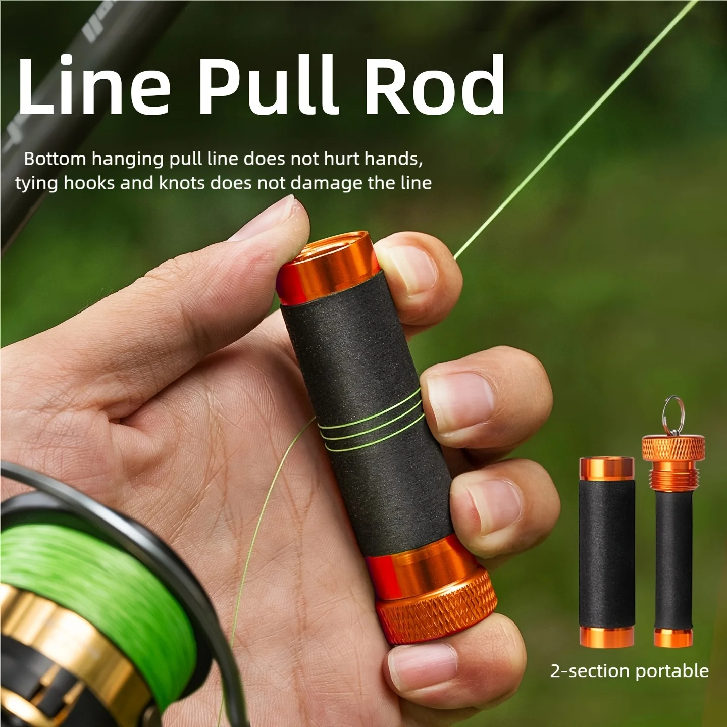 Portable Fishing Line Puller Anti-Scratch Rubber Grip Aluminum End Cap For Snag Release Hook Tightening Knotting Hand Protection
