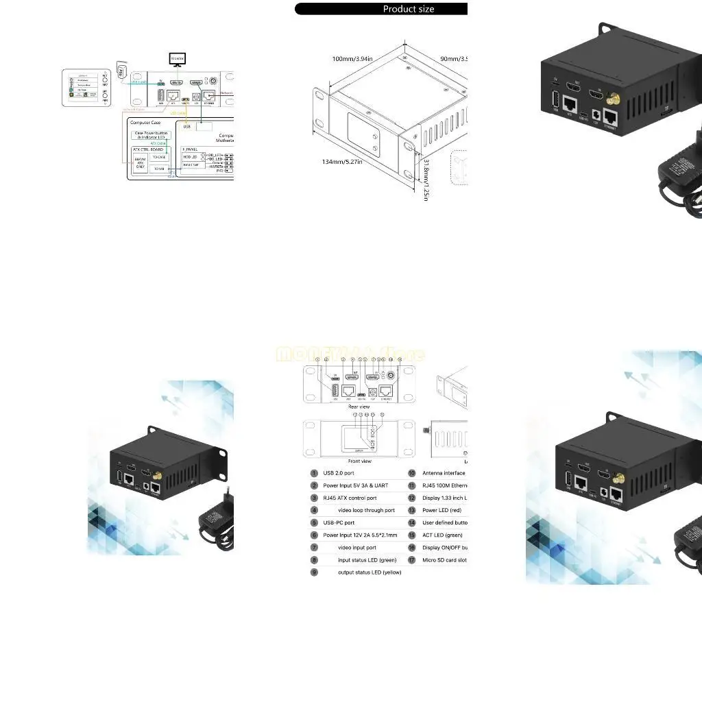 

F62C 1.33in Display with Light Support WiFi KVM Over PoE Video