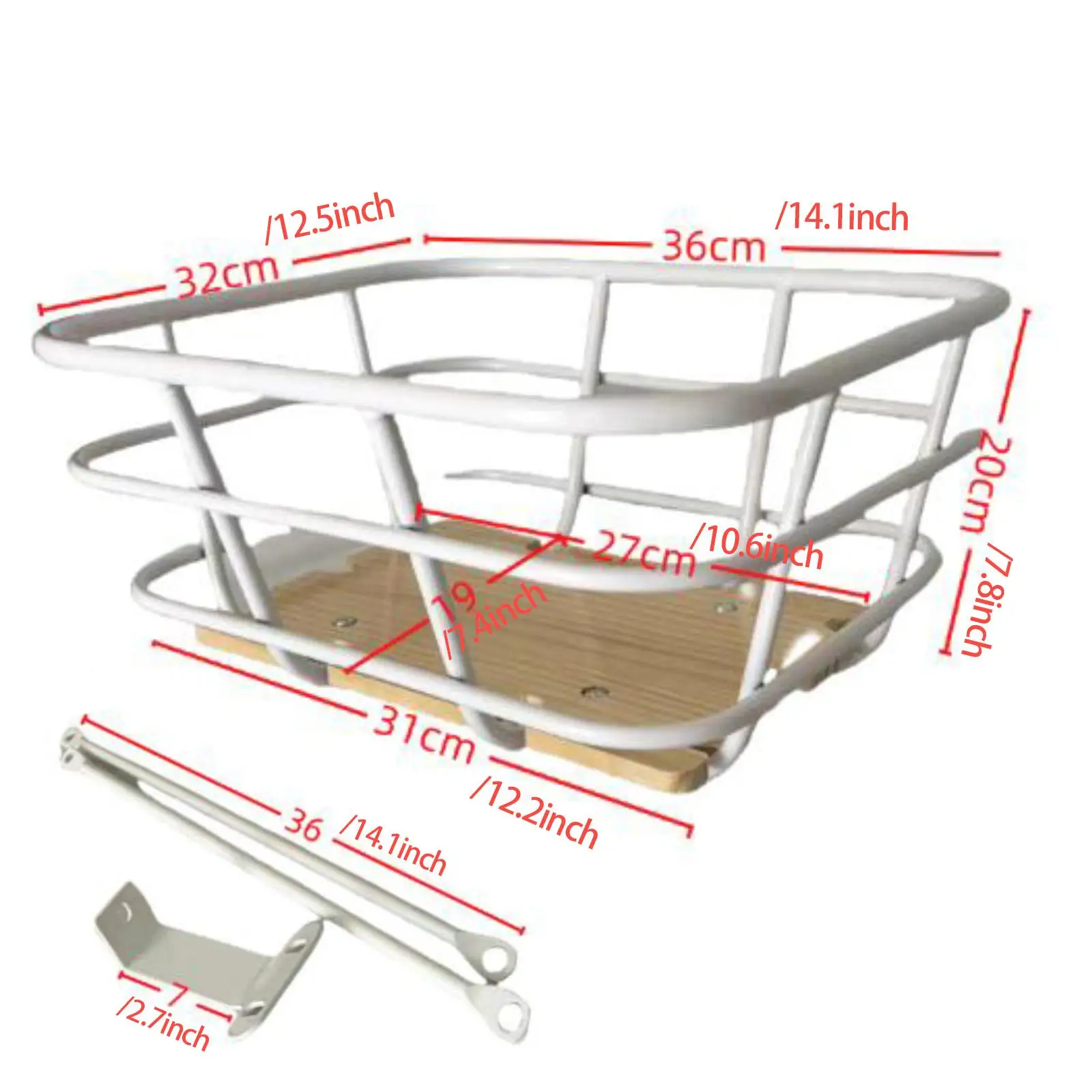 Front Bike Basket Cycling Rack Basket Wooden Base Iron Wire Sundries Container Bicycle Cargo Rack Bicycle Basket for Biking