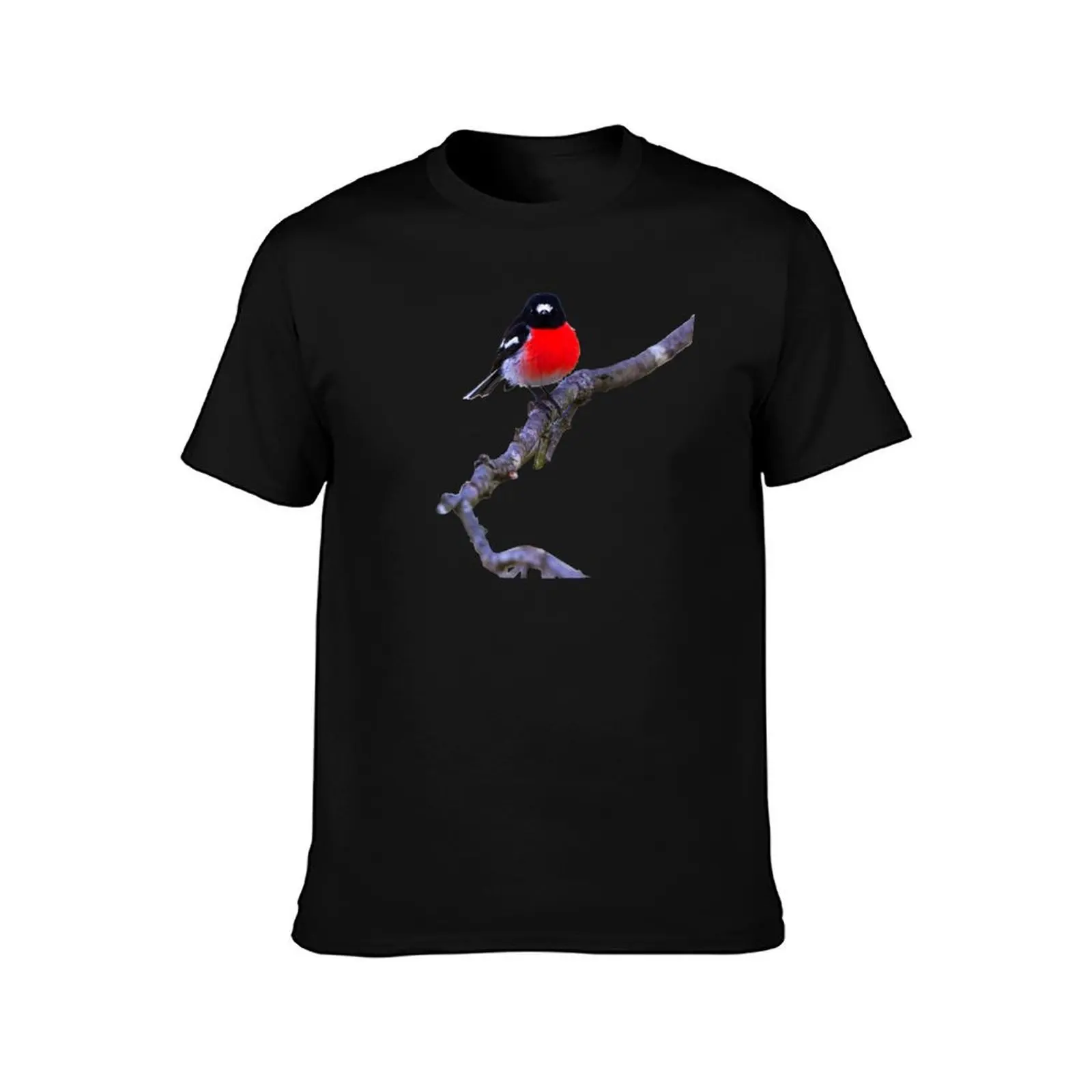 Scarlet Robin On Black T-Shirt Classic Crew Neck Cotton T-Shirt