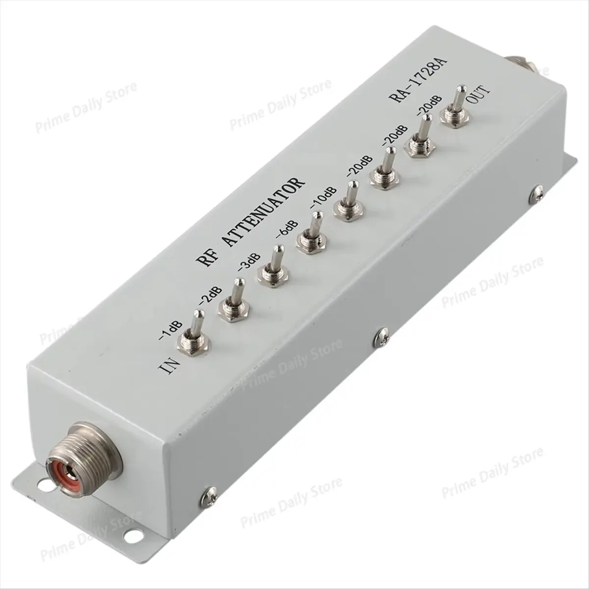 RA‑1728A RF Step Attenuator, 1/2/3/6/10/20dB Adjustable Gears, High‑Frequency attenuator Accessory for Radio Transmitter