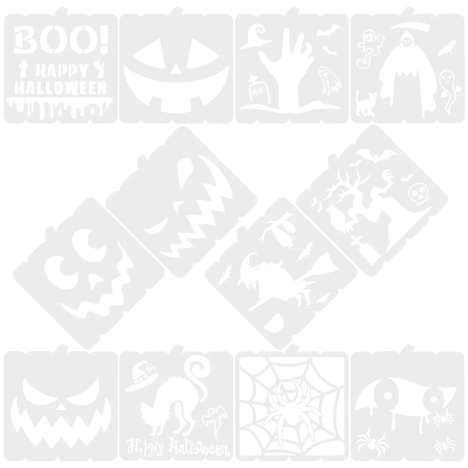 12 Pcs Halloween Drawing Template Baking Stencils Ghost Decor Pumpkin Boo The Pet Tracing Door Mat