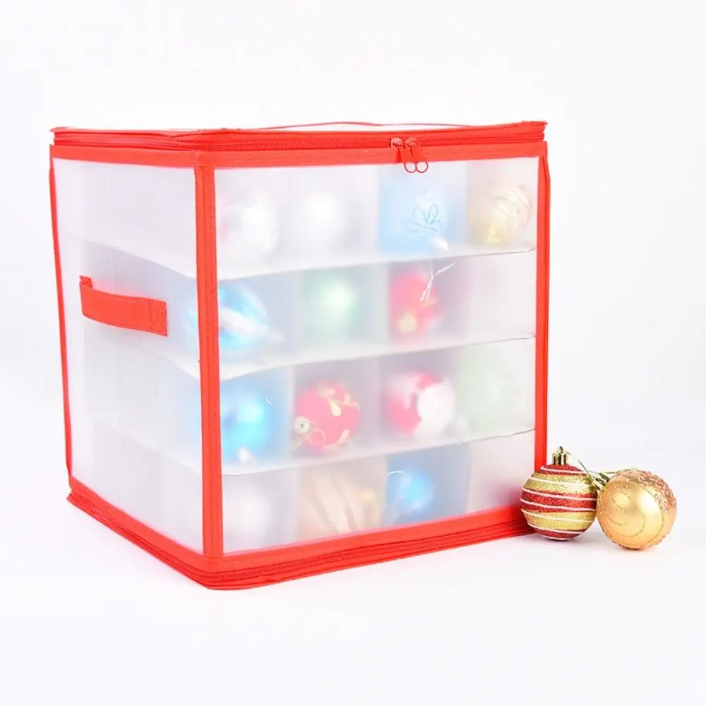 64-Grid Baubles Storage Box Folding Translucent Christmas Ball Storage Containers Decorations Organizer with Lid