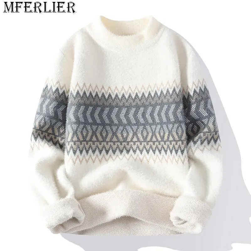 

O-Neck Striped Slim Knittwear Mens Sweaters 2023 Casual Men's Knitted Pullovers Autumn Winter Thick Warm Sweaters Men Clothing