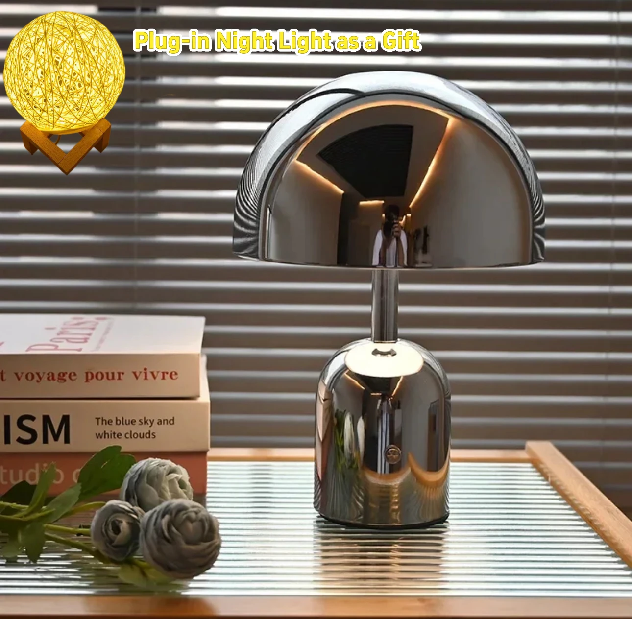 

Nordic Light Luxury Charging Bedside LED Mushroom Lamp Creative Bedroom High-end Decorative Night Light Atmosphere Desktopa Lamp