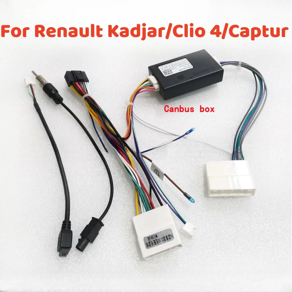 16 pines para RENAULT Kadjar/Clio 4/Captur (versión baja) Canbus reproductor Android Cable de alimentación adaptador de Audio kit de ajuste de tablero Panel Facia