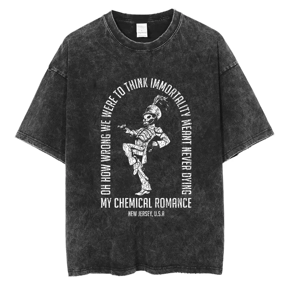 

2025 Rock Band My Chemical Romance Washed T Shirts The Black Parade Men Women Punk Hip Hop Short Sleeve Cotton T Shirt Tees