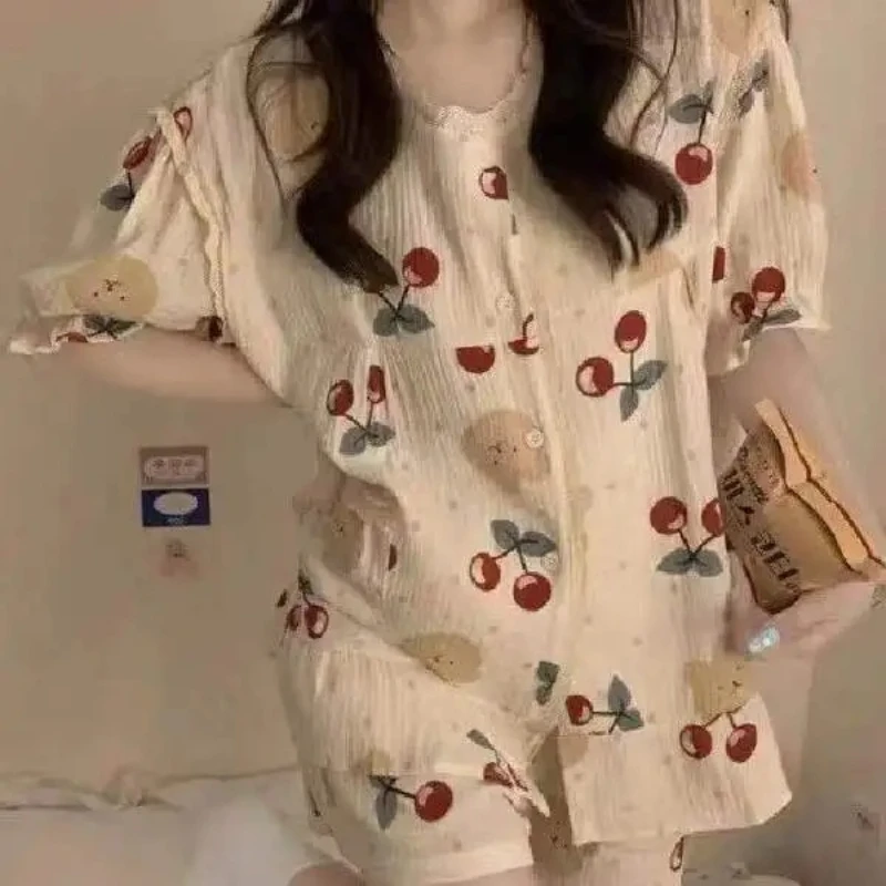 New Autumn Princess-Style Simple Solid Color Imitation Silk Women's Pajama Set - Autumn Lace-Trim Cute Loose Homewear for Women
