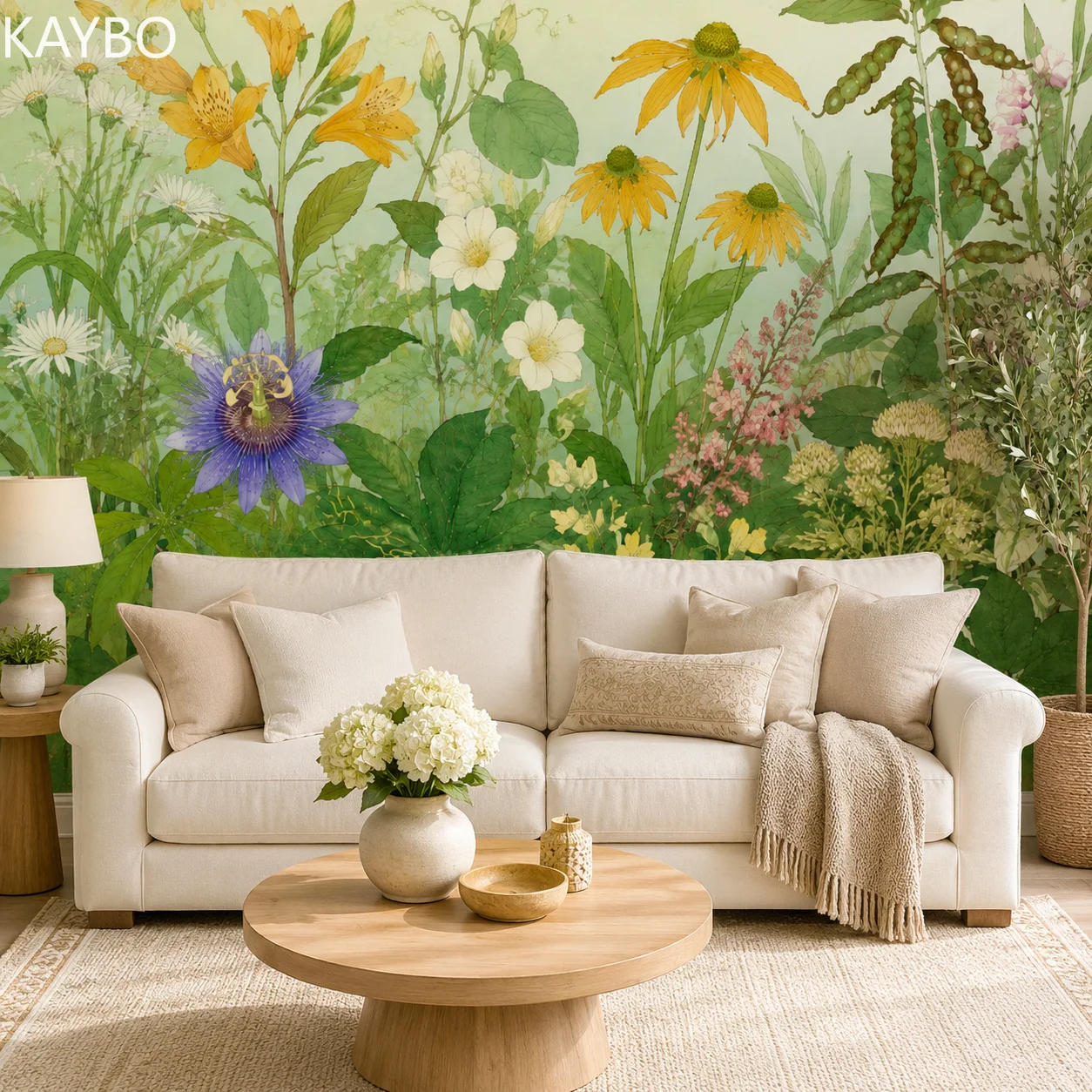 Vintage Wildflower Garden Wallpaper Mural Botanical Floral Meadow Living Room Bedroom Wall Decor Non Self Adhesive Requires Glue