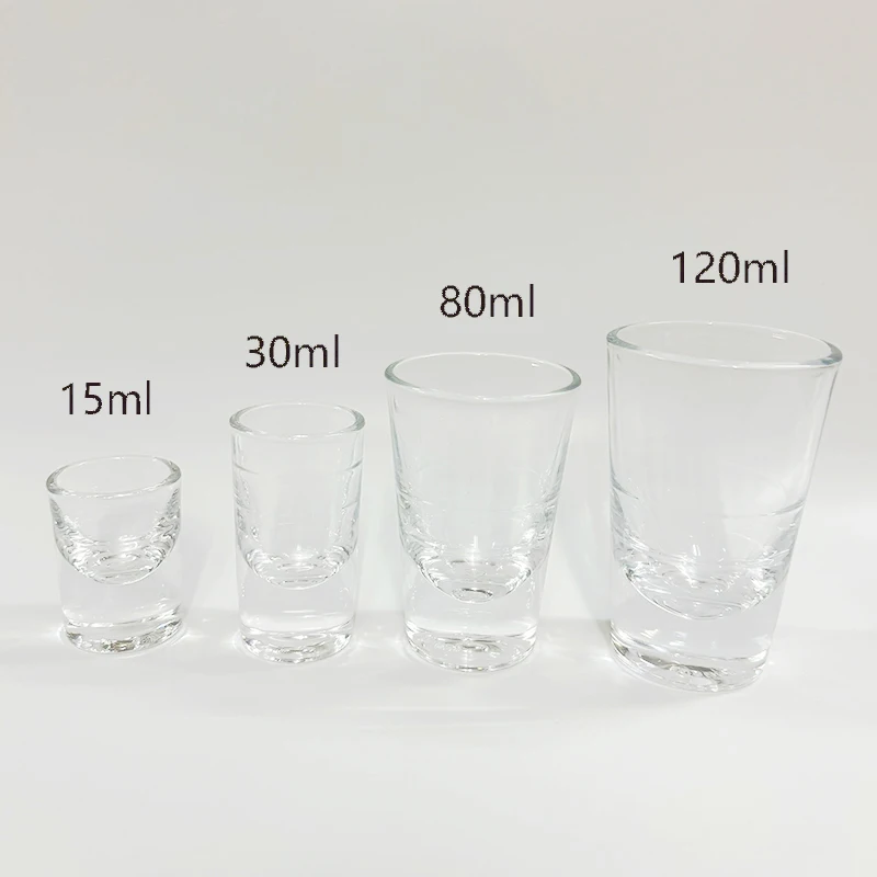 4pcs/1pcs Glasses Set 15ml/30ml/80ml/120ml Shot Glass Thickened Bottom Small Cups Transparent Tumblers for Scotch Bourbon Voldka